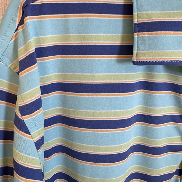 PETER MILLAR Summer Comfort Striped Multi Golf Outdoor Athleisure Polo Men's L - Picture 4 of 10